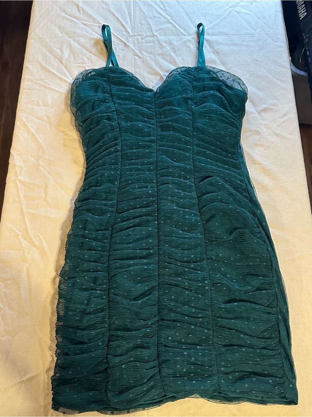 Haute Monde Teal Ruched Sweetheart Mini Dress